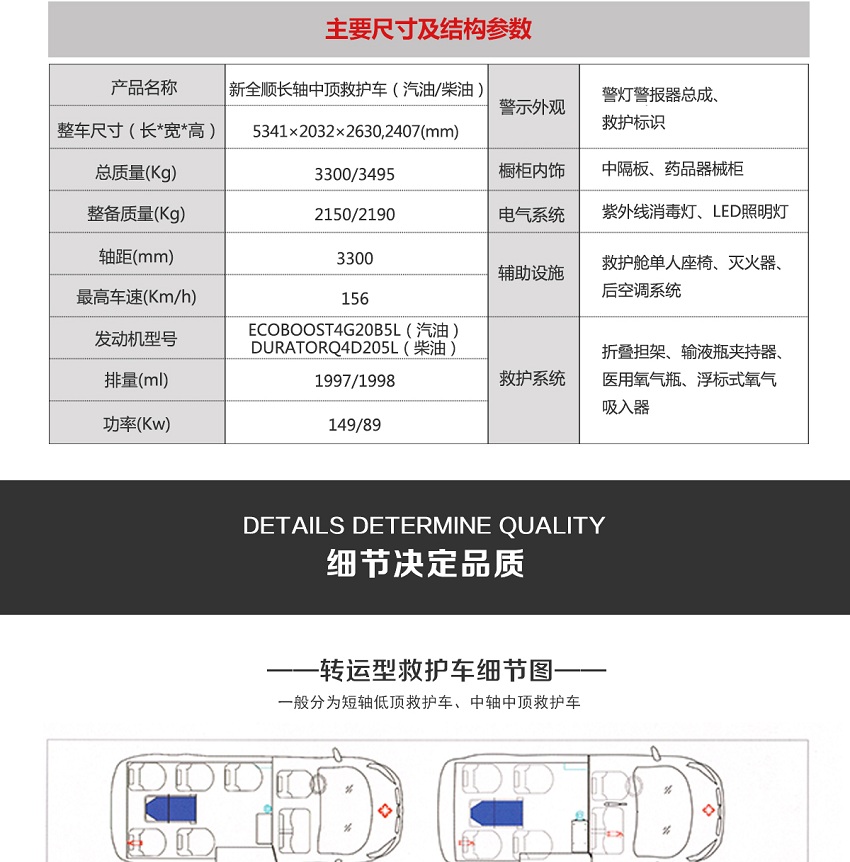 新全顺长轴救护车