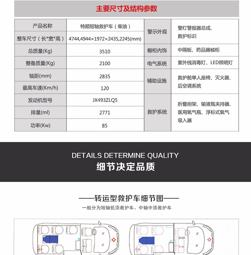 特顺短轴救护车